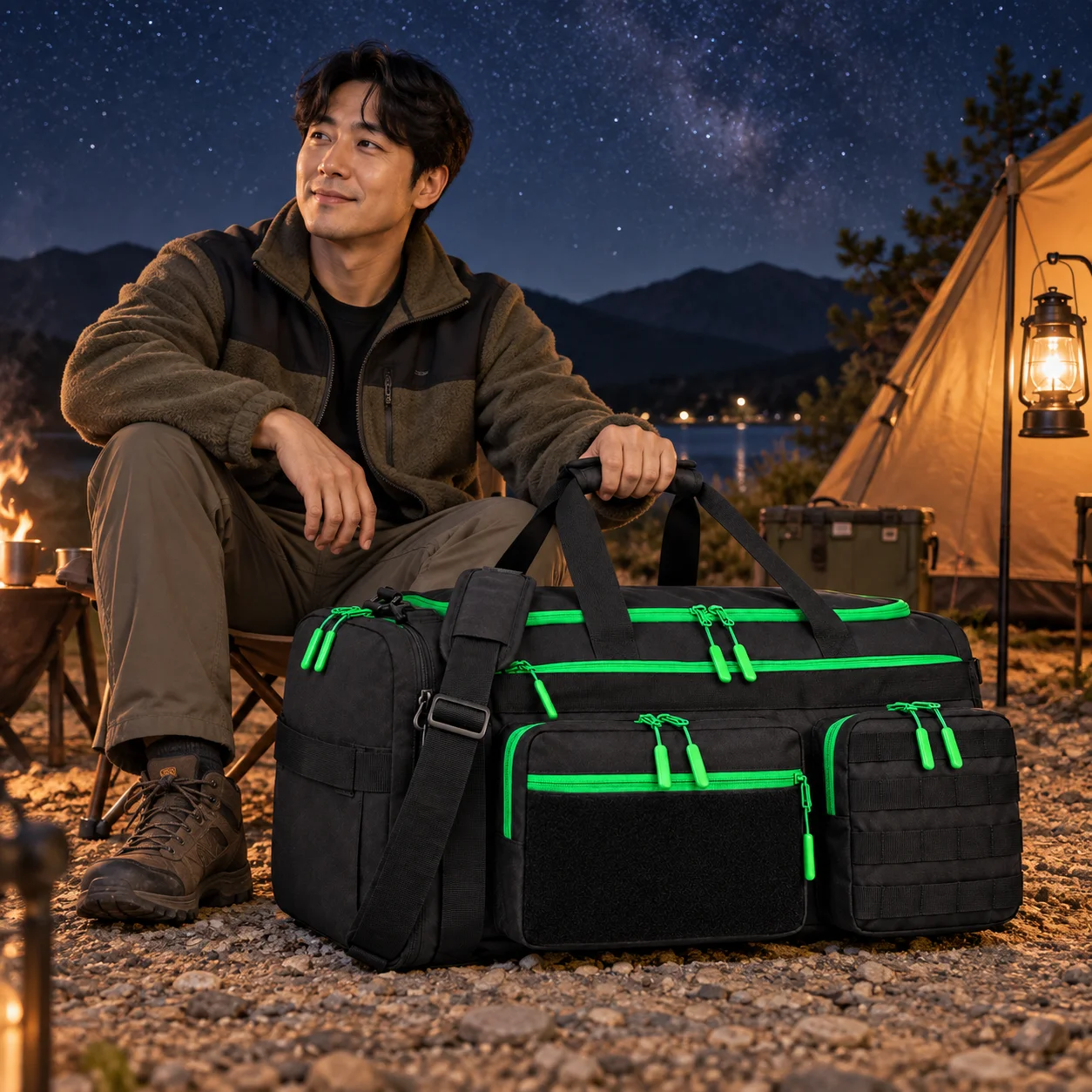 50L 3Sports Duffle Backpack Tactical Travel Bag Waterproof Gym Workout Bag with Separate Shoes Compartment Wet Storage Pocket