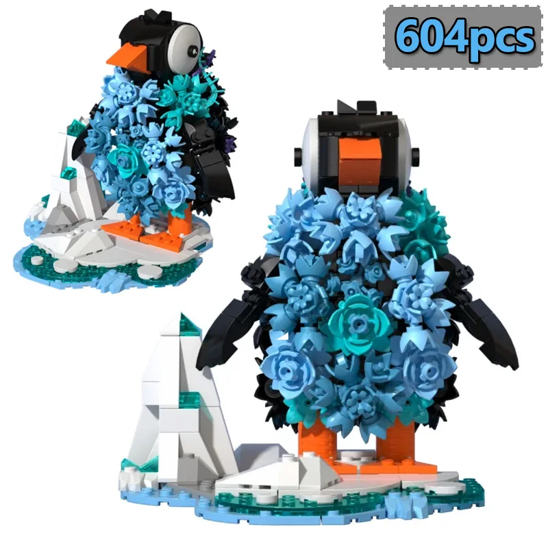 

604 шт. ледяной кристалл пингвин MOC строительные блоки Антарктида животное ледяной цветок пингвин модель коллекционеры ‌ Развивающие игрушки Кирпичи