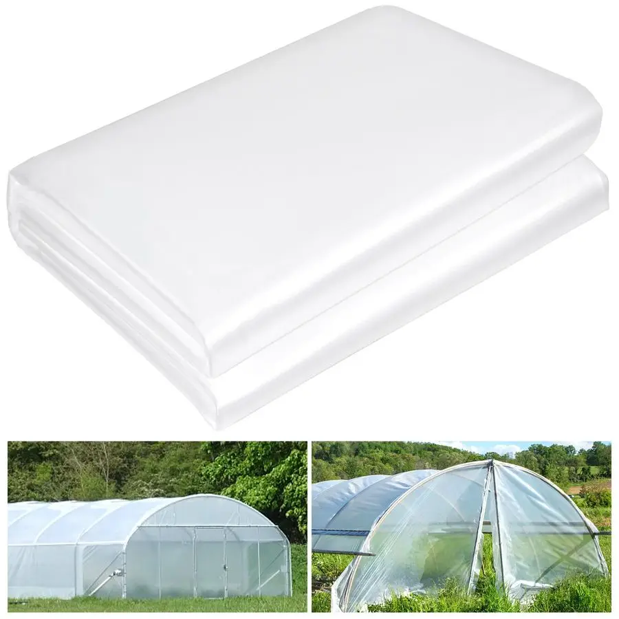 

x 26 FT Clear Greenhouse Plastic Sheeting, 6 Mil Polyethylene Film Heavy Duty, Water Sun Frost Wind Dust Resistant Winter Hoop H