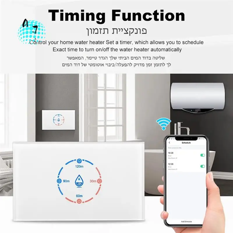 

A07F-Tuya Smart Life Wi-Fi переключатель котла 20A с мониторингом энергии 4400 Вт умный переключатель водонагревателя Стандарт США для Alexa Home