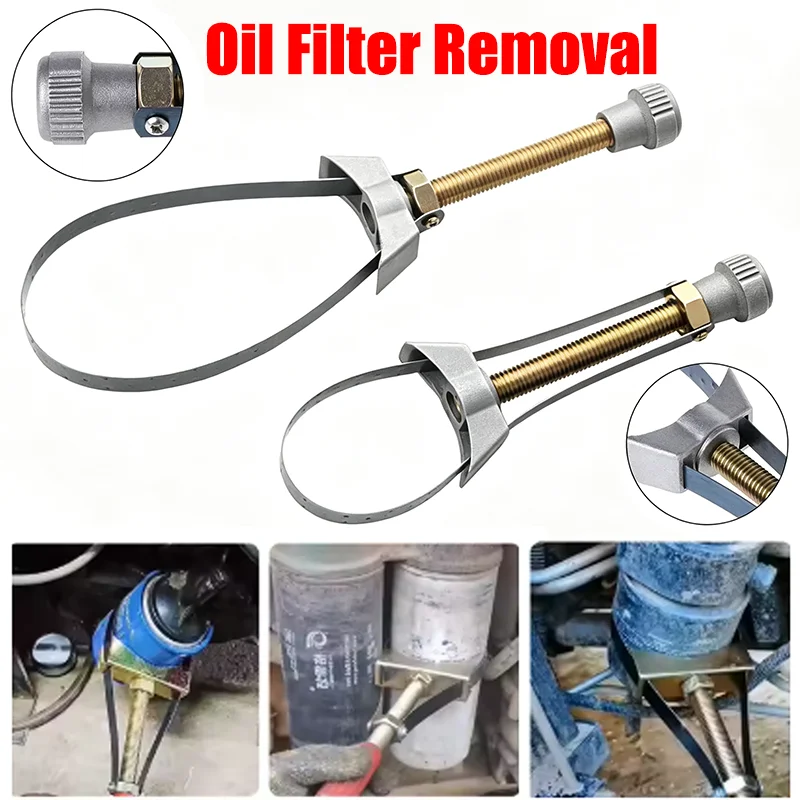 Oil Filter Wrench Heavy Duty Adjustable Steel Strap Wrench  Universal Car Auto Motorcycle Oil Filter Removal Tool Auto Repair