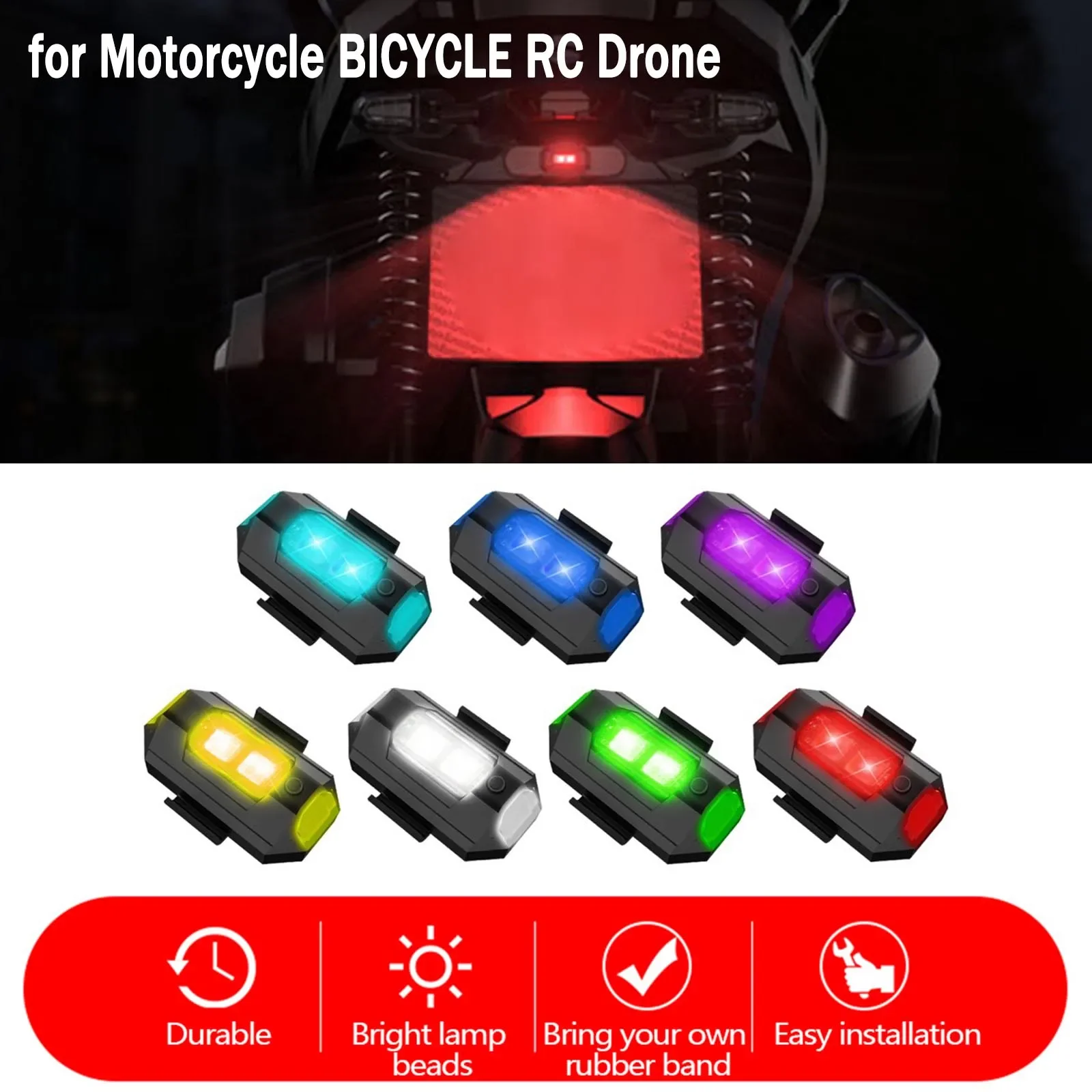 USB LED Strobe Light Mini Drone Flash Light Waterproof LED Safety Night Riding Warning Taillights for Motorcycle E-bike RC Drone