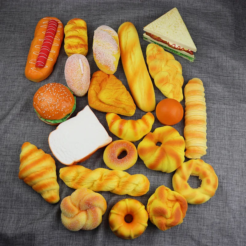 

Festive Party Supplies Artificial Decorations Foods Soft PU Simulation Big Cake Bread Model Fake Display Ambry Props