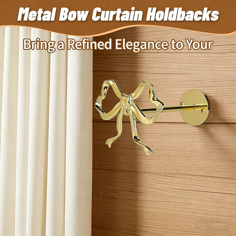 Bow metal bow curtain holder wall mounted curtain decoration bracket sturdy colorfast living room bedroom decoration accessories