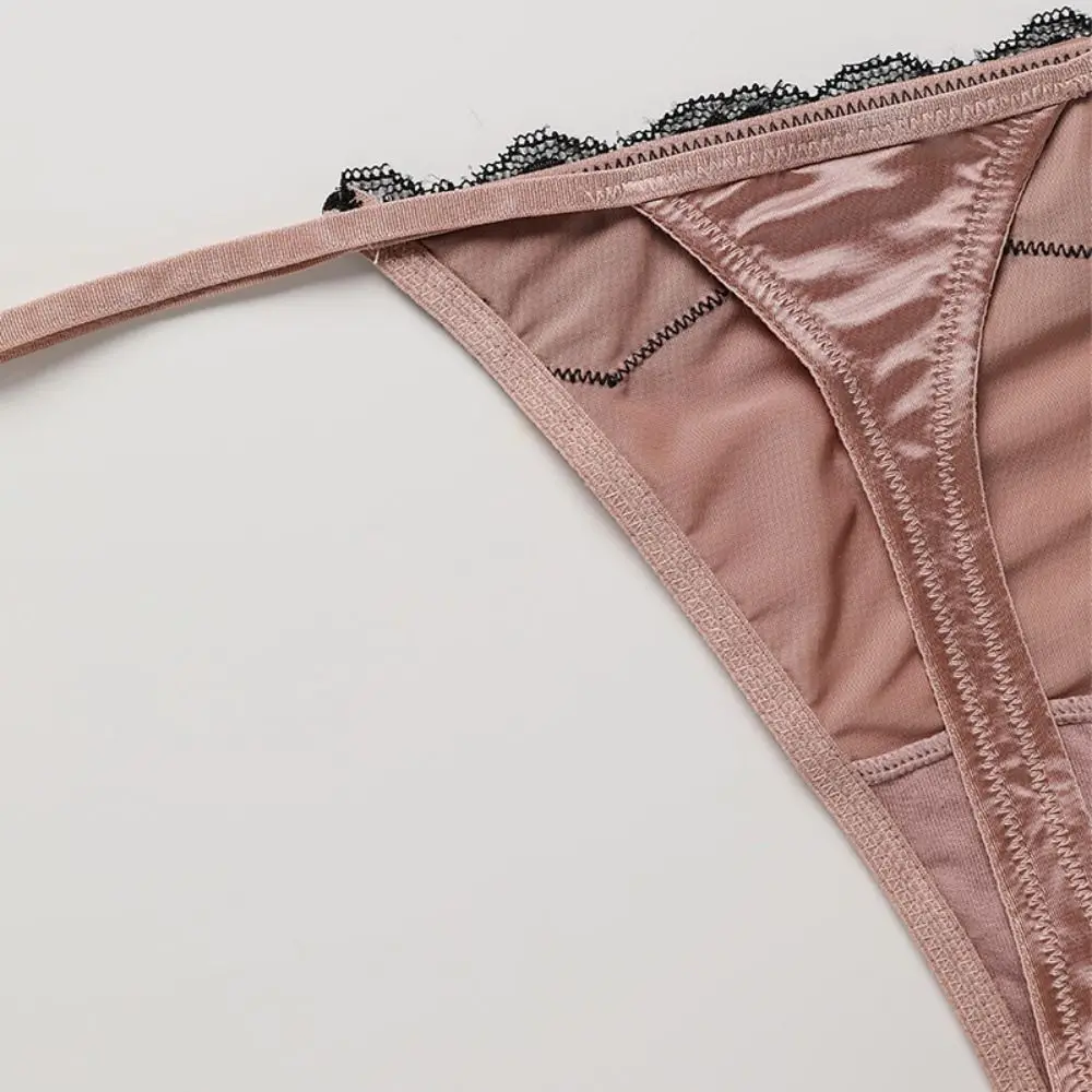 Patchwork Seamless Lace Briefs Low Waist Underpants Lace Ice Silk Panties Cotton Crotch Female Lingerie