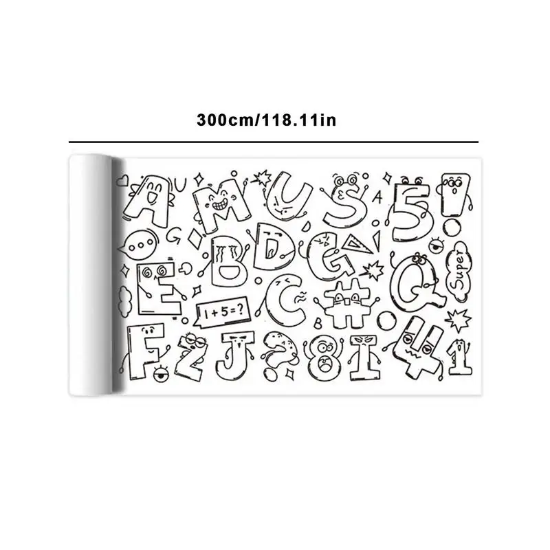 Rotolo da disegno per bambini 118 X 11,8 pollici Pittura murale appiccicosa Carta di riempimento a colori Giocattoli educativi precoci per la casa dell'asilo
