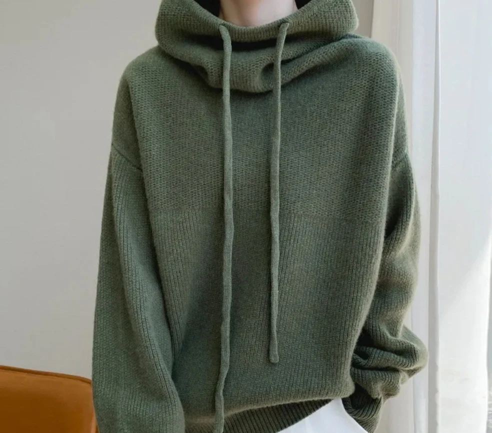 Jesienno-zimowy sweter damski w nowym, swobodnym stylu, modny, dzianinowy, luźny krój, gruby, idealny na zimę.