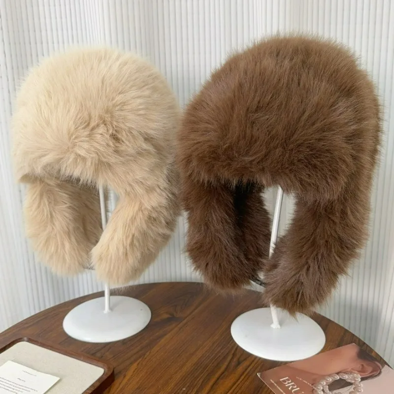 الشتاء رقيق أفخم الفراء قبعة المرأة الكورية INS سدادات حماية الأذن يندبروف الدافئة القبعات منفذها قبعة الفتيات رقيق رشاقته إيرفلاب قبعات