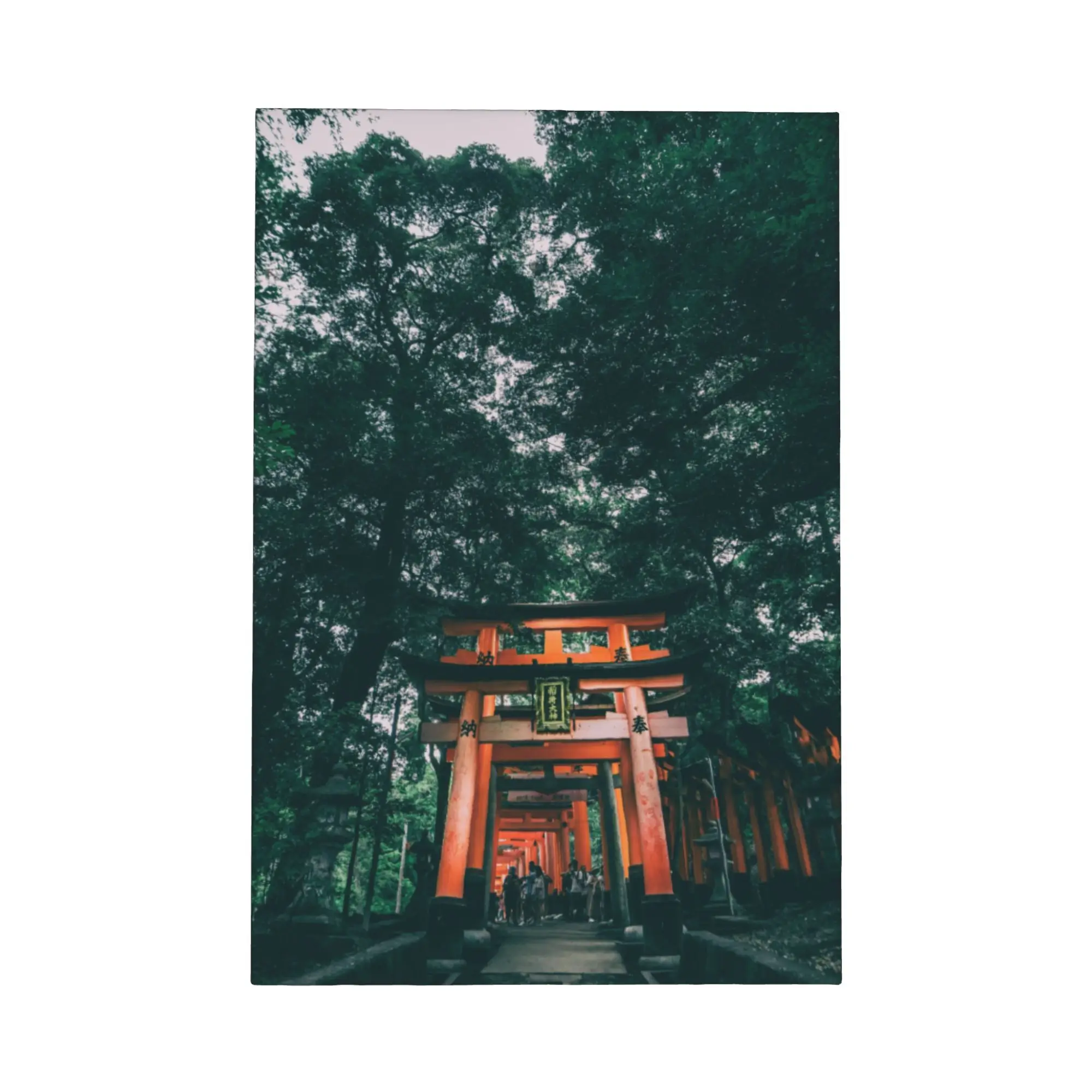 Fushimi Inari Taisha Kyoto Japón lienzo enmarcado arte de pared, impresionante impresión escénica de camino de puerta Torii roja, póster del santuario Shinto