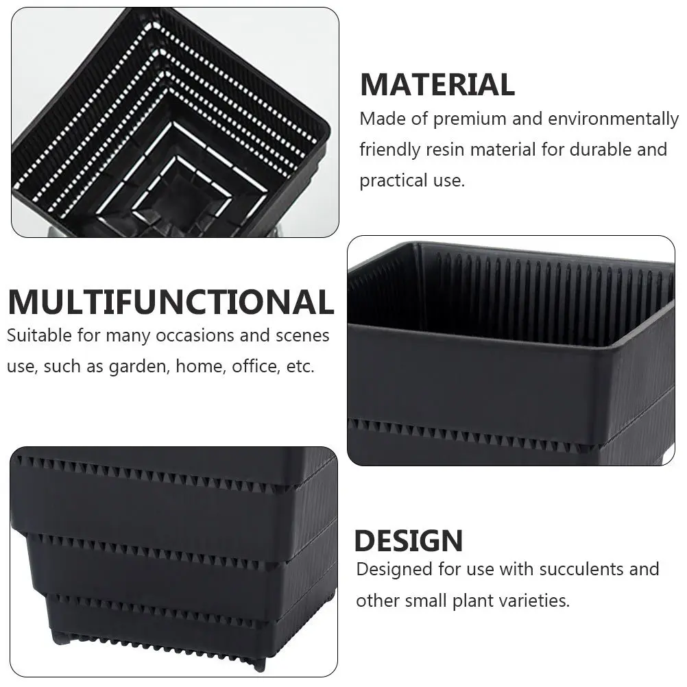 

1Pcs Breathable Plastic Square Flowerpot Durable Resin Succulent Plant Pot Home Office Garden Decorative Flower Holder