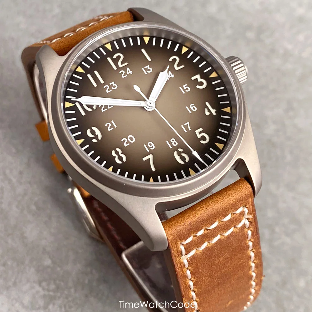 Tandorio Pilot Aviator Automatic Watch for Men Ti-2 Titanium NH35A PT5000 Movement Sapphire Anti-allergy 200m Waterproof 39mm