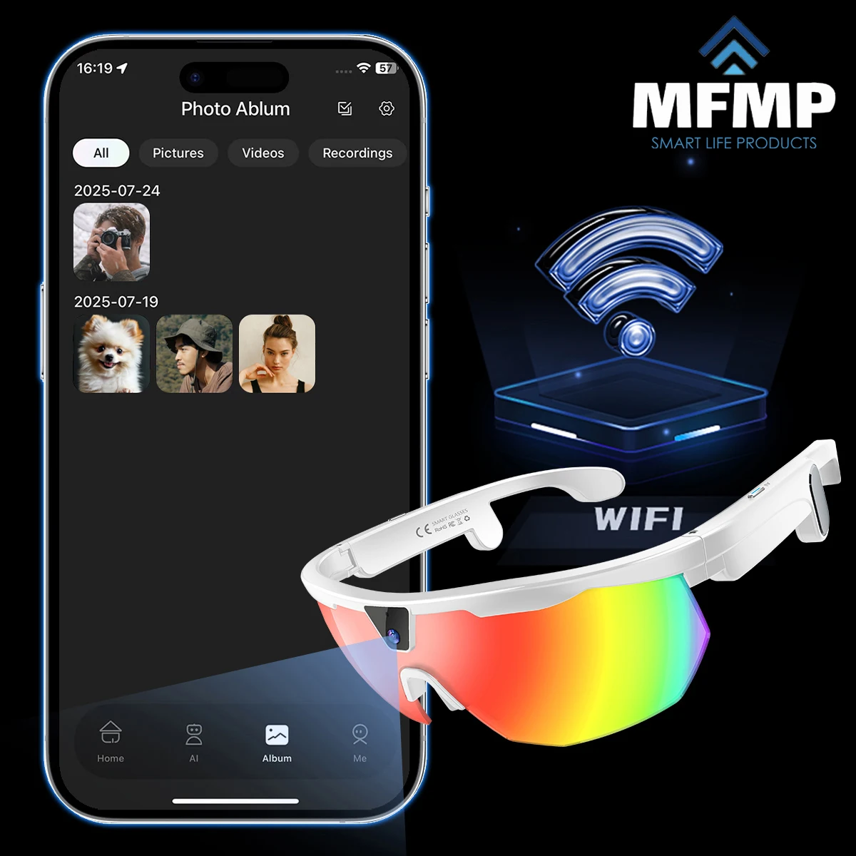 

2026 Outdoor Sports Smart AI Glasses 800W Camera Photochromic Sunglasses W640 MTB Cycling Photo Video Recording AI Eyeglasses