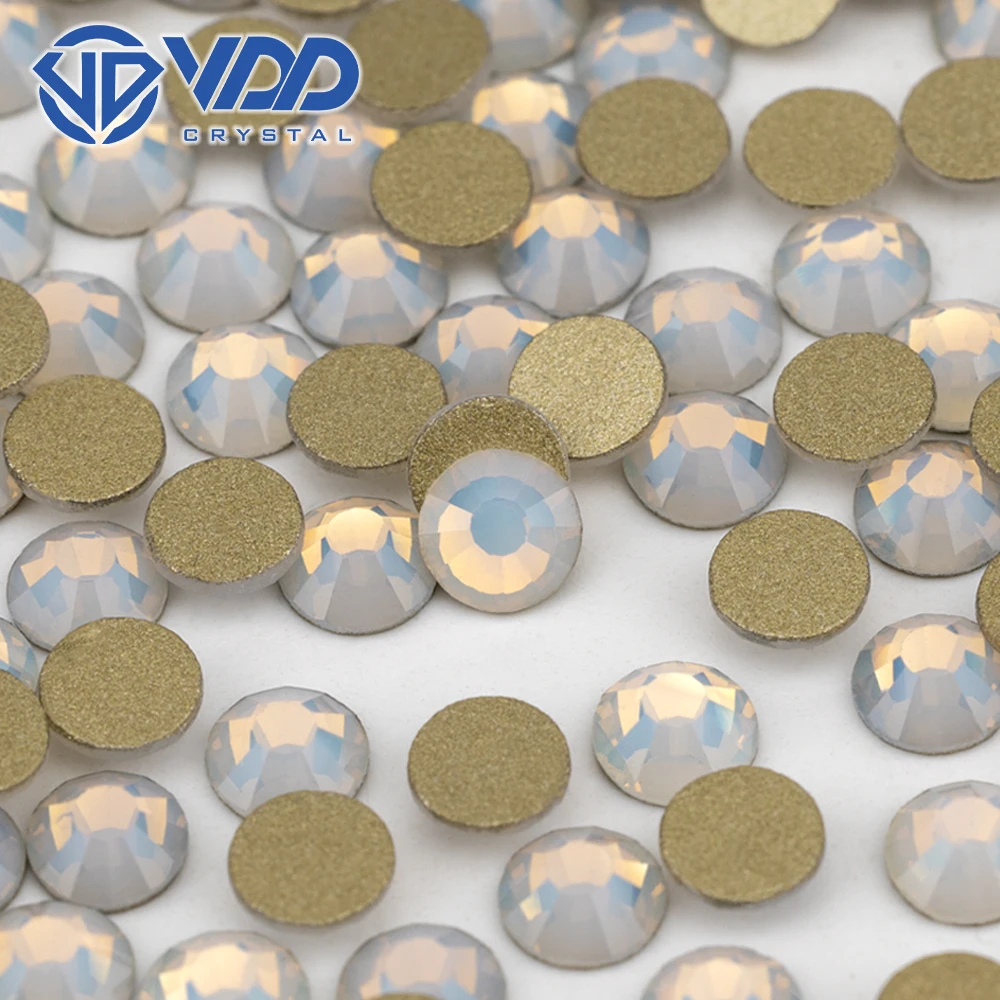 VDD Weißer Opal SS4-SS20 Strass-Steine mit Goldrückseite, hochwertige Glaskristalle, flache Strass-Steine für DIY JD999-044 – Detail 1