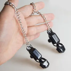 Pinzas de Metal BDSM para pezones, pinzas de Clip con cadena, Juguetes sexuales para parejas, juegos para adultos, sumisa, Bondage