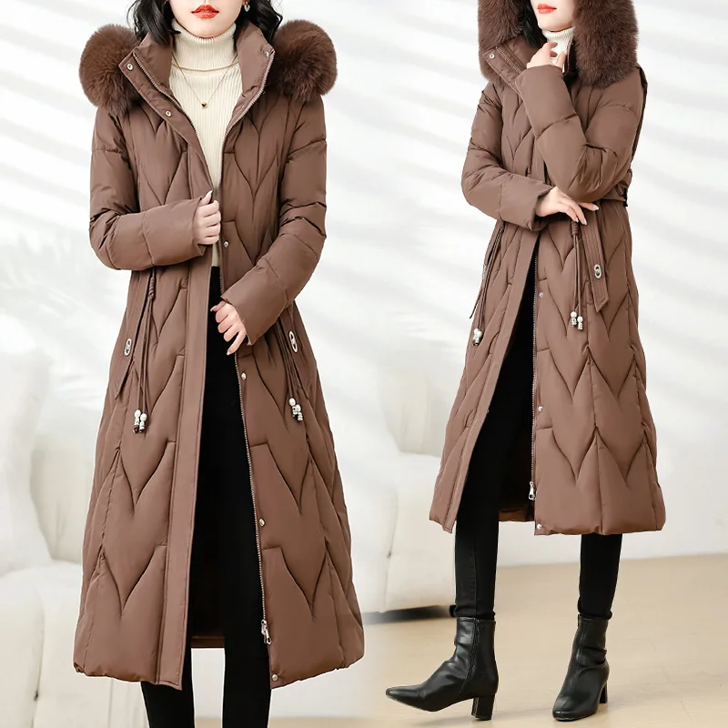 New Women Parkas Korean Removable Long-sleeved Loose Hooded Fashion Thick Winter Coat Long Cotton-padded Jacket Female Outerwear