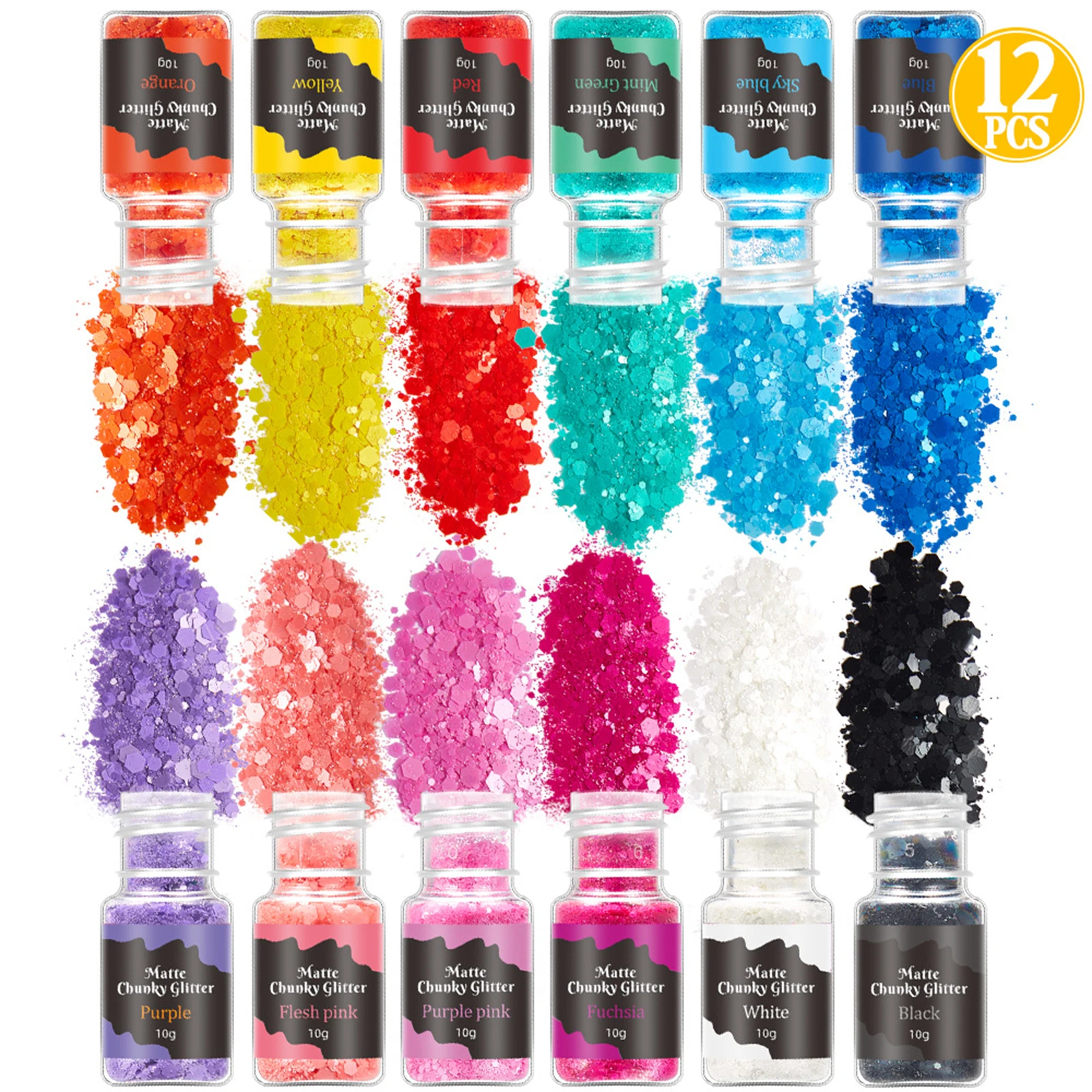 Lentejuelas brillantes para manicura, decoraciones acrílicas para uñas, maquillaje corporal, manualidades, confeti 3D, 12 colores