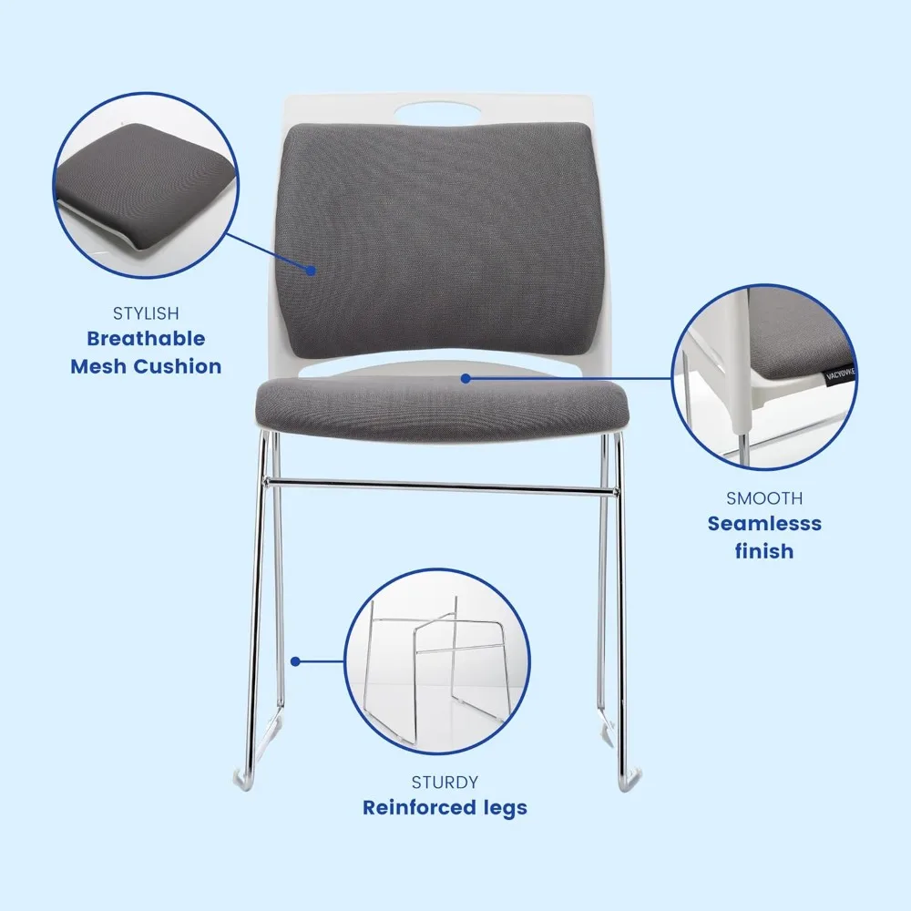 Stacking Chairs 1102LB Capacity Home Office Guest Chair Set with Sled Base,Modern Reception Chair for Kitchen,Waiting Room