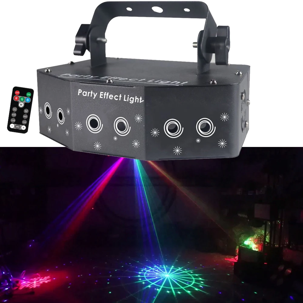 

DJ Disco Stage Laser Light Projector Six Eyes RGB Lazer DMX Stage Scanner Lighting for Party Wedding Christmas Holiday Shows