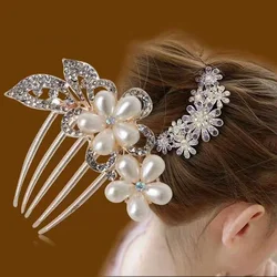 Elegant Pearl Hair Comb Clip Hairpin Women Luxury Crystal Bun Decoration Wedding Bridal Hair Claw Clips Hair Jewelry Accessories