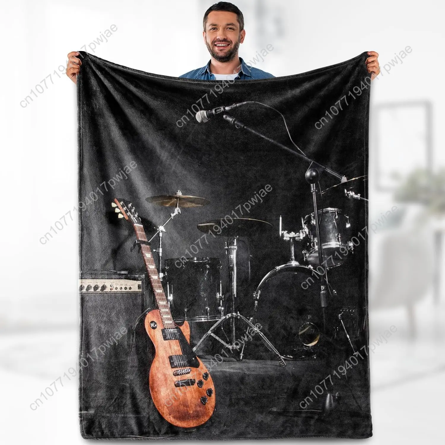 Aimego Music Guitar Gifts Blanket Rock Musical Instruments Theme Throw Guitar Players Women Men Music Enthusiast Custom blankets