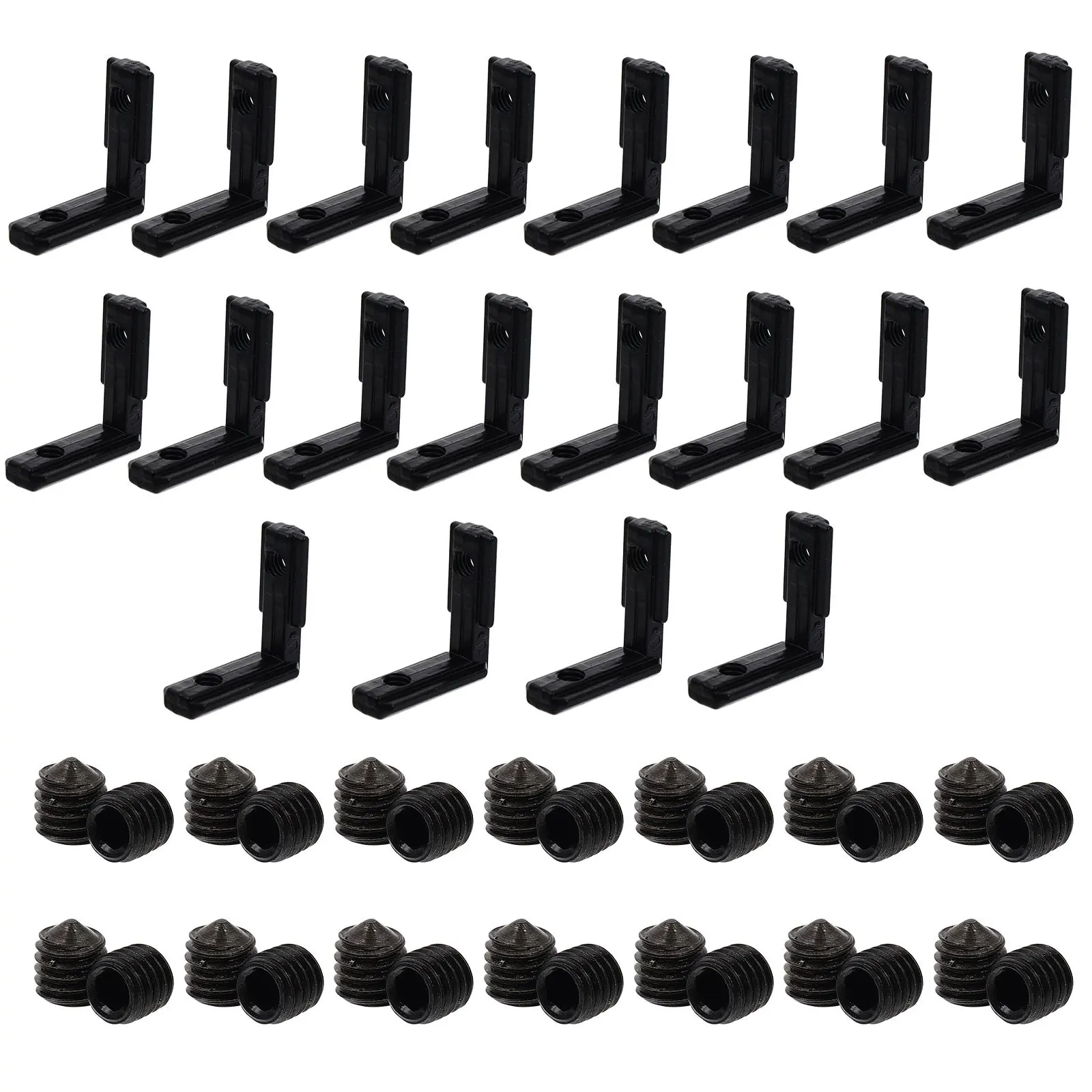 

20Pcs Black Aluminum Corner Fittings Interior Connectors Joint Brackets for Bed Frames Tables Shelves Inside Corner Connectors