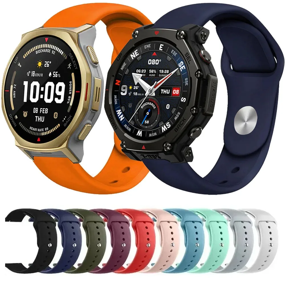 

18/20/22mm Silicone Strap For Amazfit T-REX3 Pro 48mm 44mm Sport Comfortable Wristband For Amazfit Helio Balance 2-1/Bip 6 Belt
