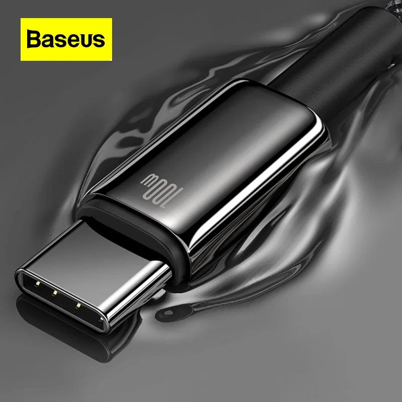 Baseus 66w USB To C Android 6A Charging Cable Black Zinc Alloy for Huawei Home Office 100W Dual Type-C Super Fast Charging Phone