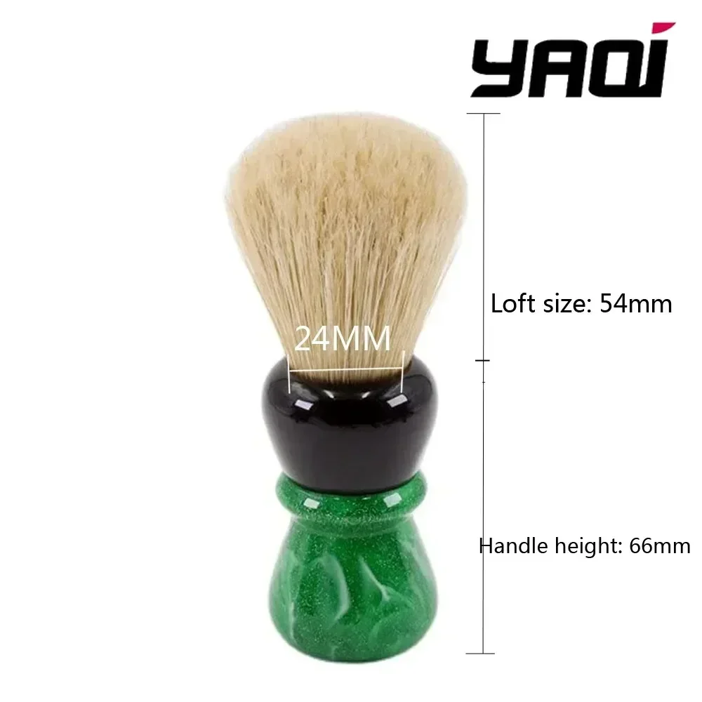 الرجال فرش الحلاقة الرطبة yaqi فرشاة الحلاقة الرطبة YAQI الأخضر فايبر 24 مللي متر الخنزير الخشن مقبض فرشاة الحلاقة للرجل الحلاقة الرطب