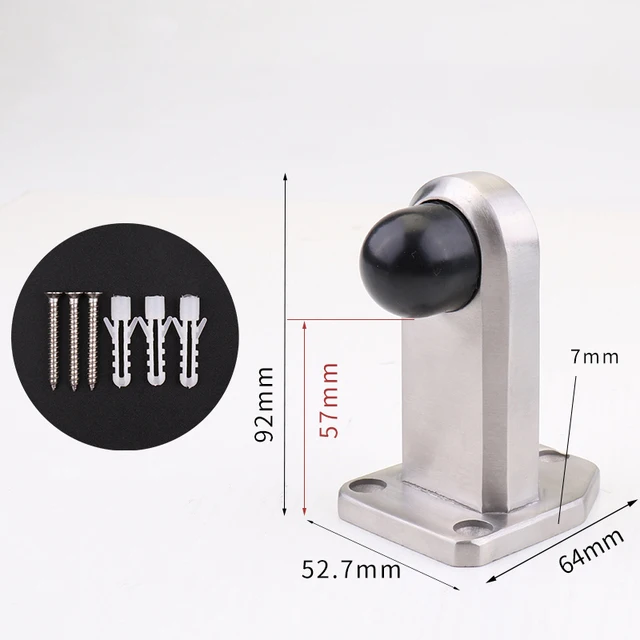 Heavy Duty Glass Door Stop with Solid Stainless Steel and Anti Collision Rubber Buffer to Protect Doors and Reduce Noise