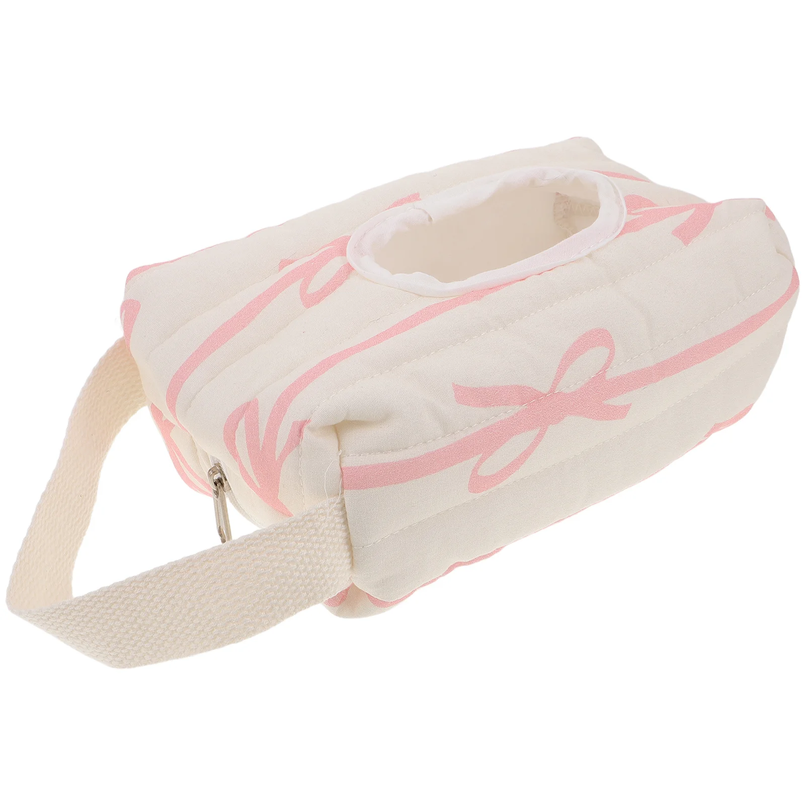 Handheld Tissue Bag Striped Bow Flip-Top Wet Wipe Dispenser Portable For Car Stroller Travel Cotton Wipes Holder Organizer Case