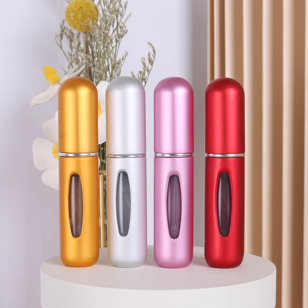 Hot sale 4/piece multicolor aluminum 5ml perfume bottle essential oil cologne spray bottle can be carried on airplane travel