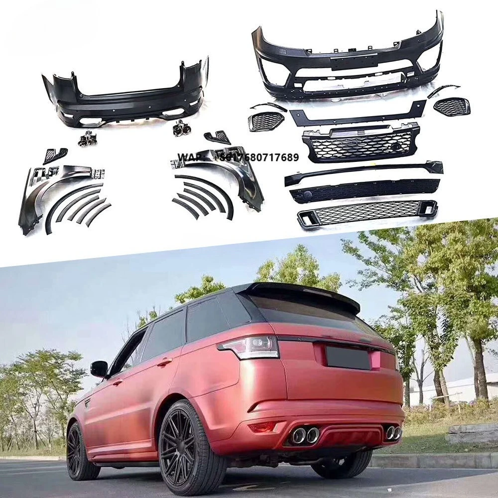 To SVR PP Body Kits Front Bumper Grills Rear Bumper Sport With Exhaust Tips for  Range Rover Evoque Car Bumper Protect