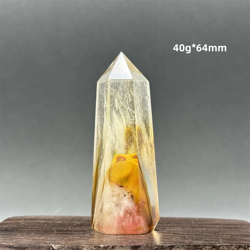 Artificial Quartz Tiger Skin Smelted Stone Tower Yellow Stripe Crystal Wand Reiki Healing Meditation Witchcraft Home Decor