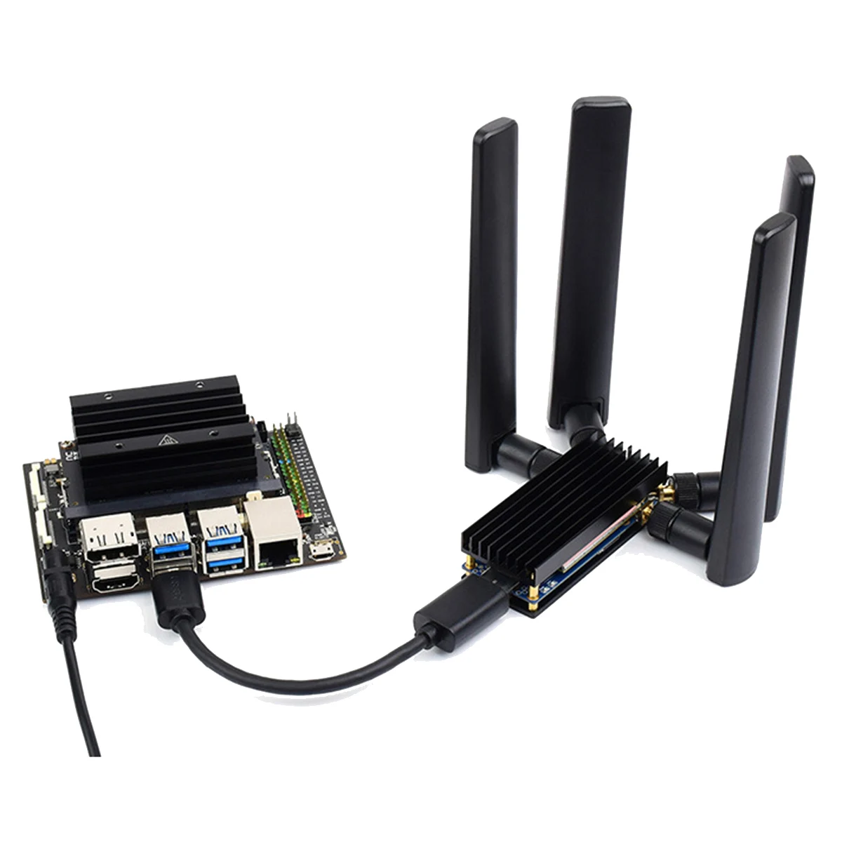A46U Waveshare 5G Dongle Expansion Board with Four Antenna USB3.1 Interface M.2 (NGFF) Key for Raspberry Pi Jetson Nano