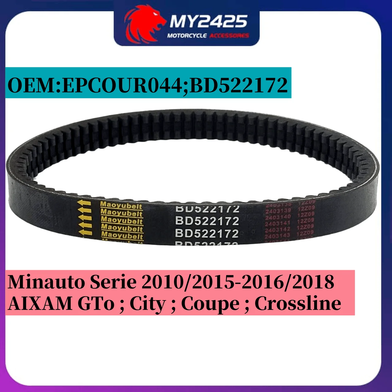 Drive Belt 844x31 For Codlice EPCOUR044 BD522172 Minauto Serie AIXAM GTO City Coupe Crossline Crossover Gamme VISION