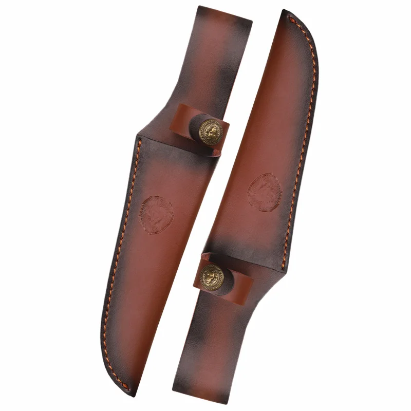 1PC Outdoor Hunting Full-Grain Cowhide Knife Sheath Fixed Blade Leather Scabbard with Belt Loop Straight Knife Protective Cover
