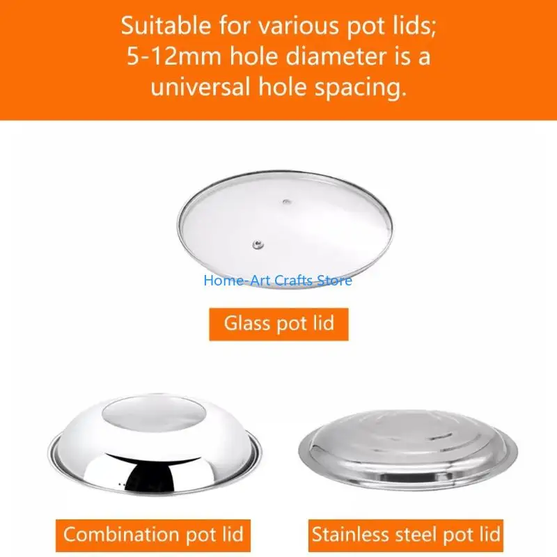 Y3NA Pack of 2pcs Modern Pot Cover Handle Feature Stainless Steel And Anti Slip Kitchen Gadget for Household