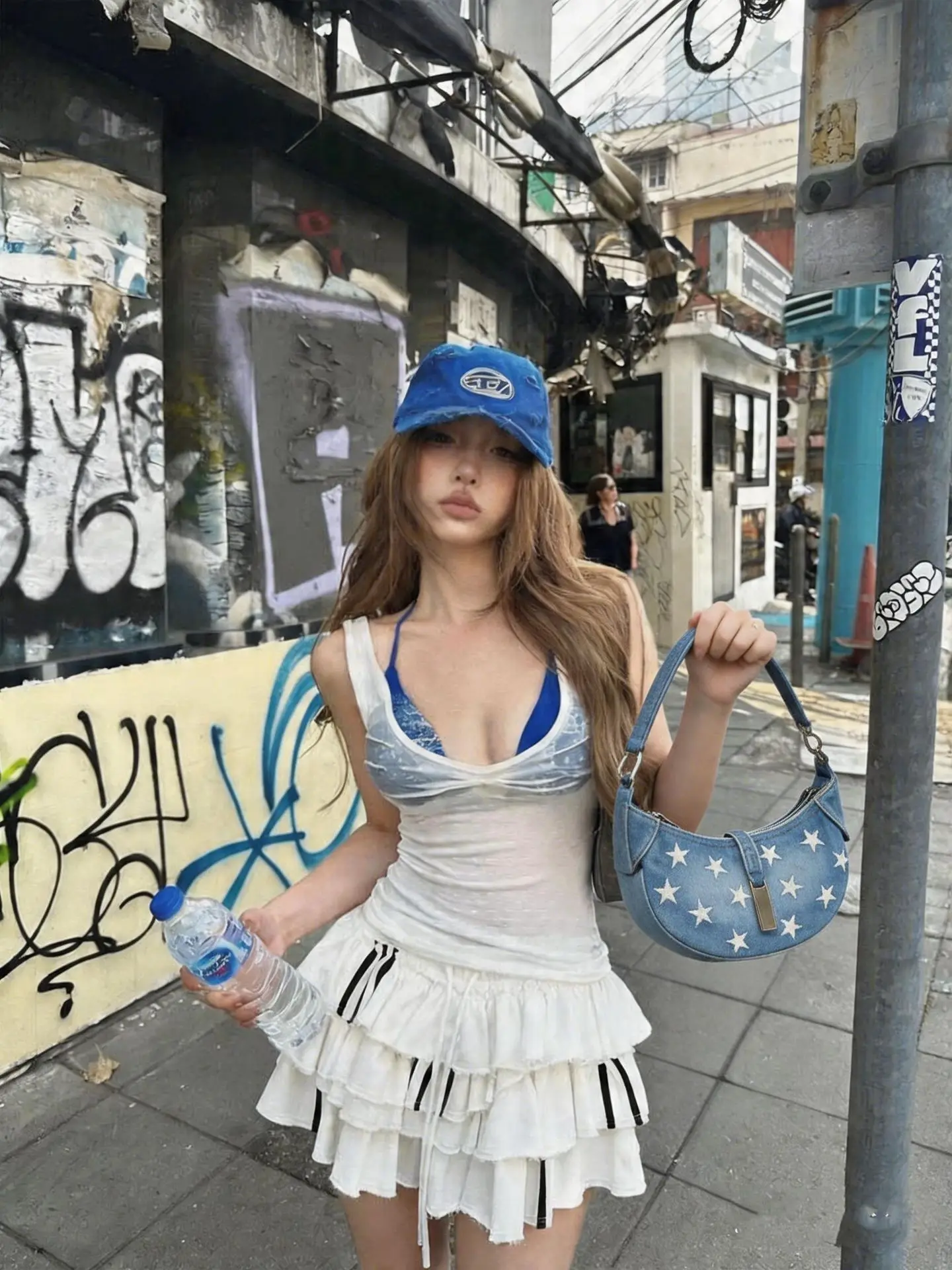 2026 New Korean Style Denim Shoulder Bag Star Embroidery Moon Underarm Bags Versatile Girls Commuter Y2k Handbag for Students
