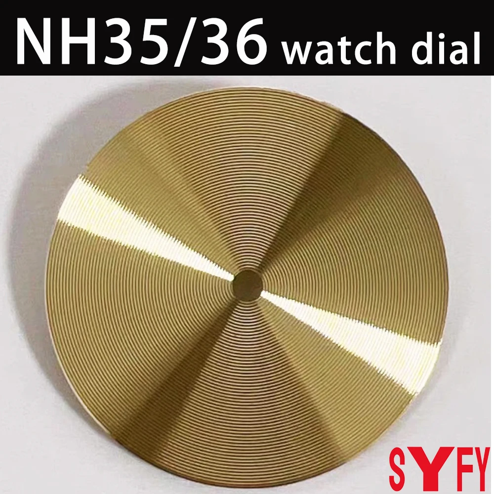 

28.5MM Diameter CD pattern Dial Modifying solid colored scale-free parts Gold/Silver Watch Dial for NH35/NH36 Movement Parts