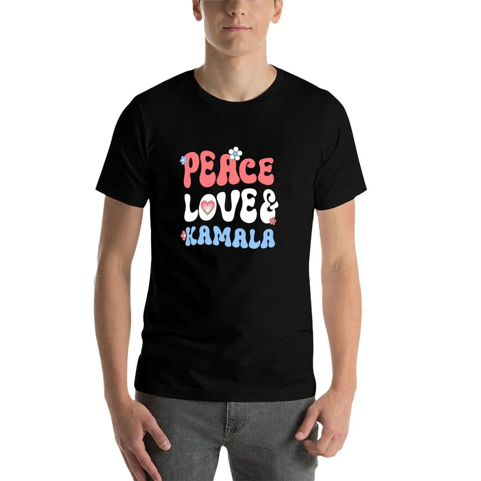 

Peace Love and Kamala T-Shirt t shirt man cotton man t shirts graphic T-Shirt