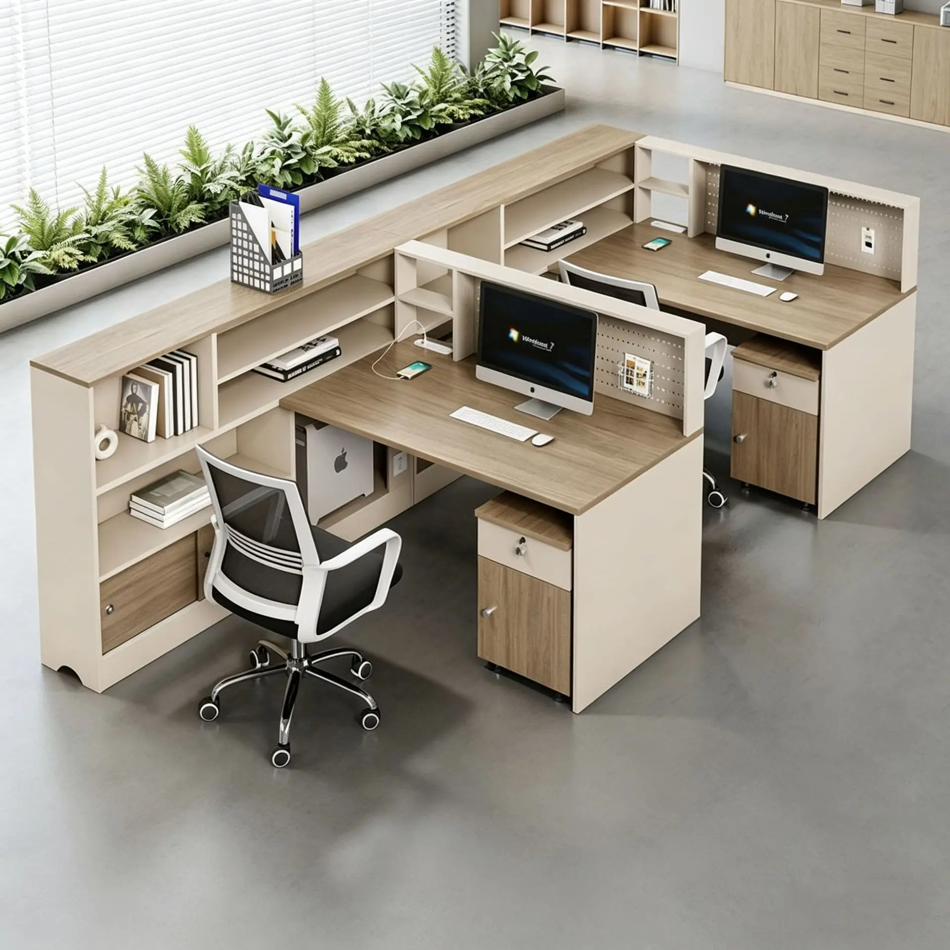 Staff Desk Simple Modern Financial Screen Table Storage Hole Board Workstation Double Triple Staff Desk
