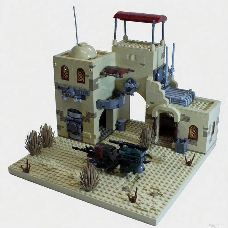 2864pcs MOC Desert Space Town Additional Star Battle Model Building Blocks Home Decor Desk Display Shelf Accent Gift For Adults
