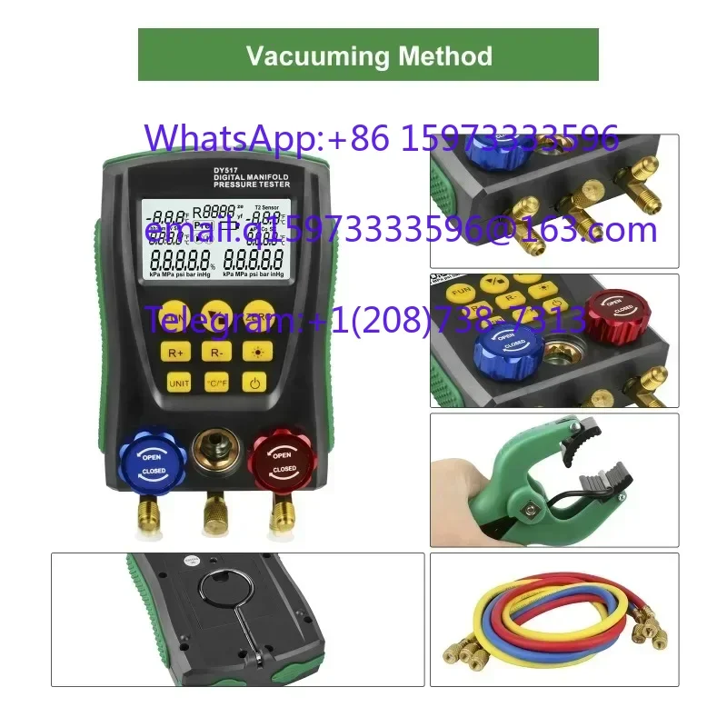 HVAC Digital Vacuum Pressure Gauge Multifunctional Air Conditioner Refrigerant Testing Meter Temperature Measuring Instrument