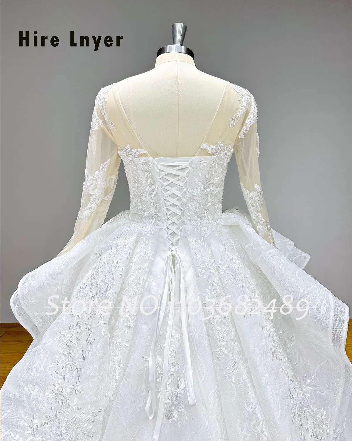 Trouwjurk Beading Lace Ball Gown Wedding Dresses Long Sleeve Gorgeous Vestidos De Novia Lace Up Back Vintage Bridal Gowns