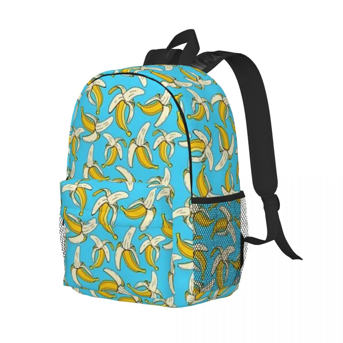 Bananas On Aqua Blue Food Themed Pattern ｠Backpacks Teenager Bookbag Students School Bag Travel Rucksack Shoulder Bag