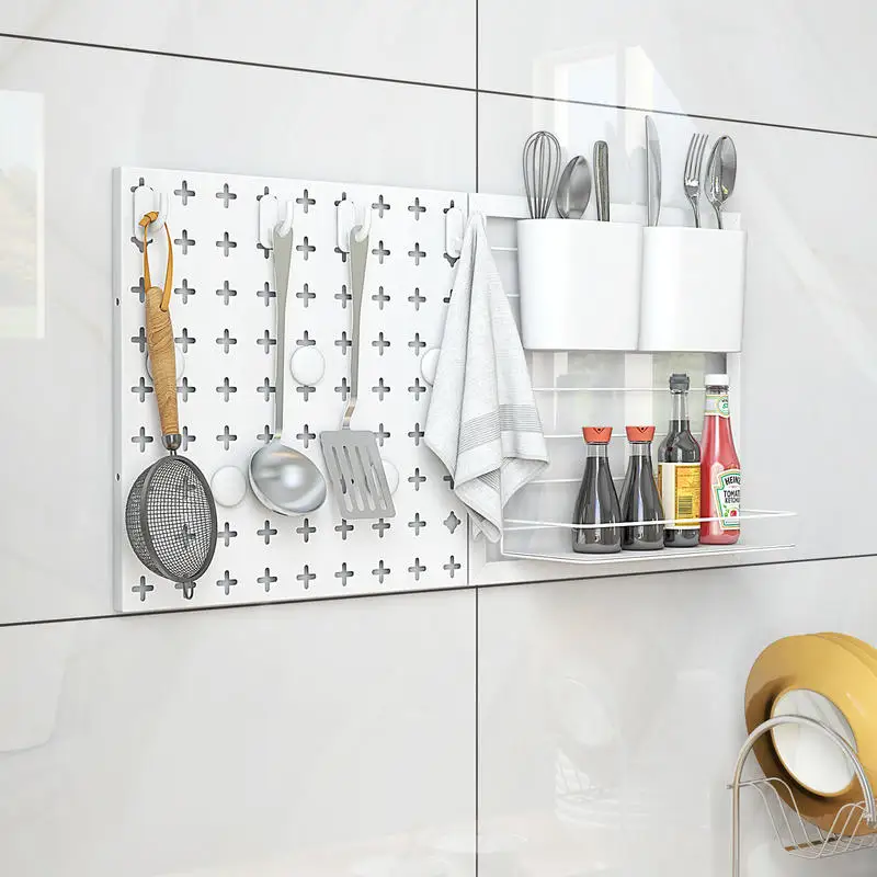 Kit combiné de panneaux perforés, organisateur mural avec aimants et crochets