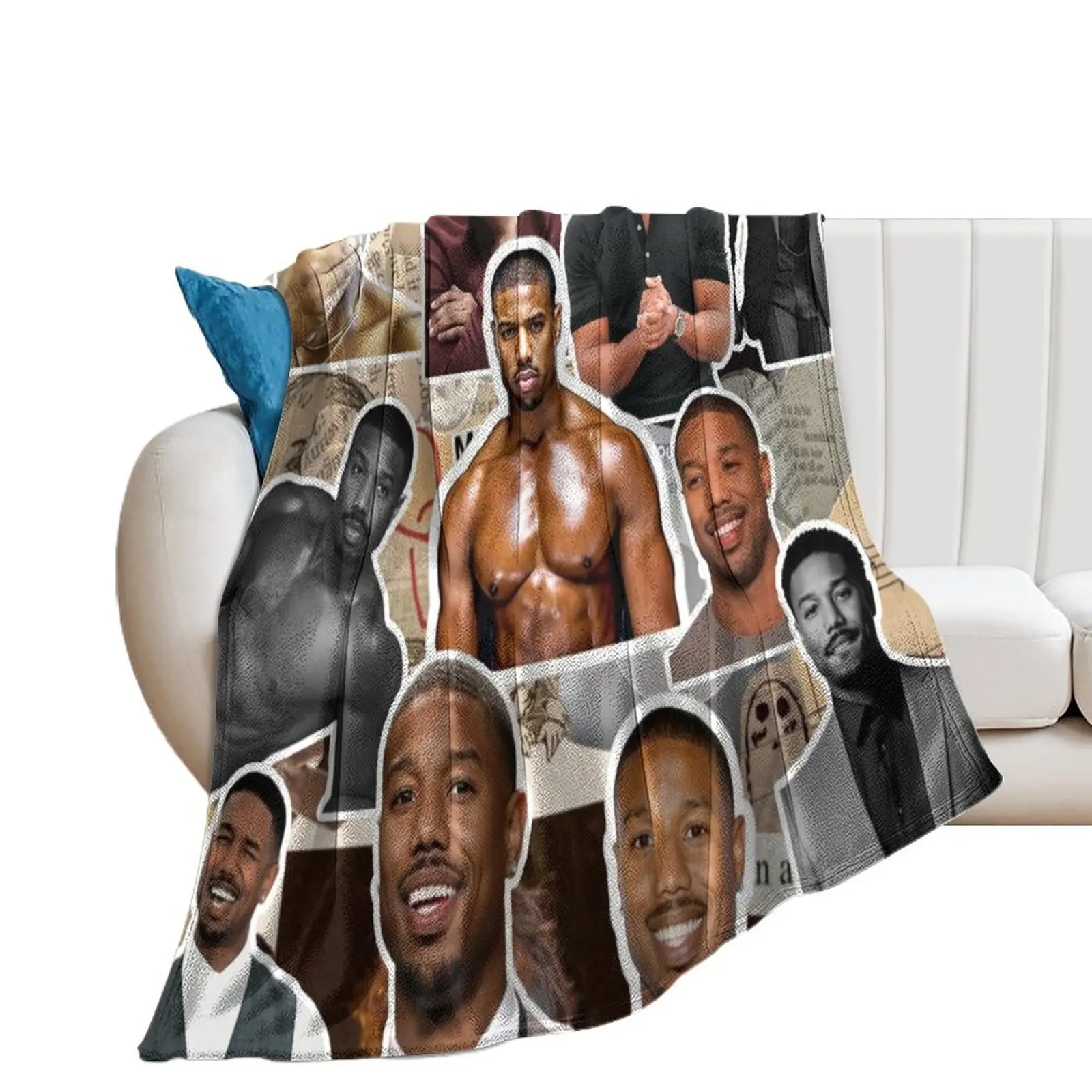 michael b jordan photo collage Throw Blanket Vintage Comforter Hairy Blankets