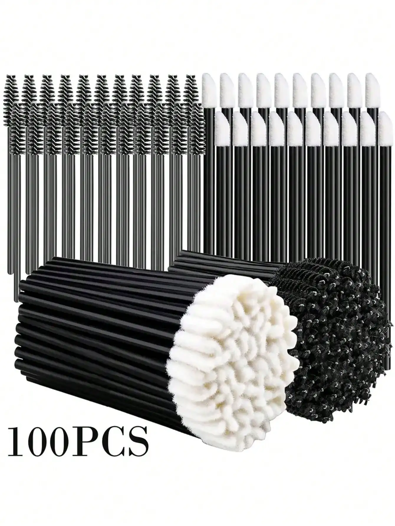 100Pcs Disposable Makeup Brushes Set Lip Wands Applicator Mascara Wands Spoolies Brushes Lip Gloss Stick Cosmetic Tool