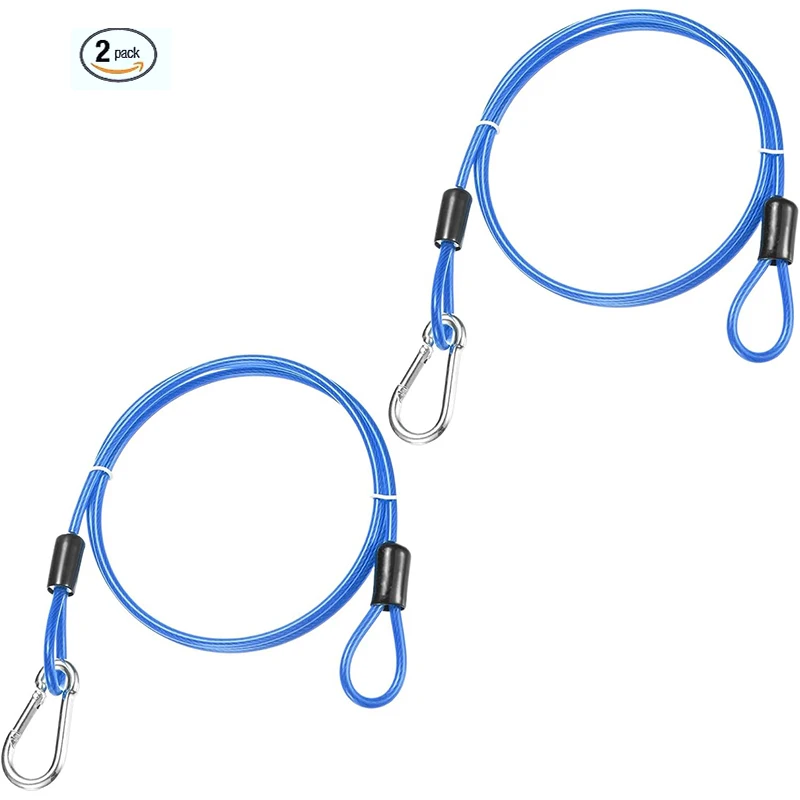 Security Cable with Hooks and Loops [2Pcs] - 1.5m Stainless Steel Luggage Lock Safety Cable Use for Bikes Toolbox Tent Wire Rope