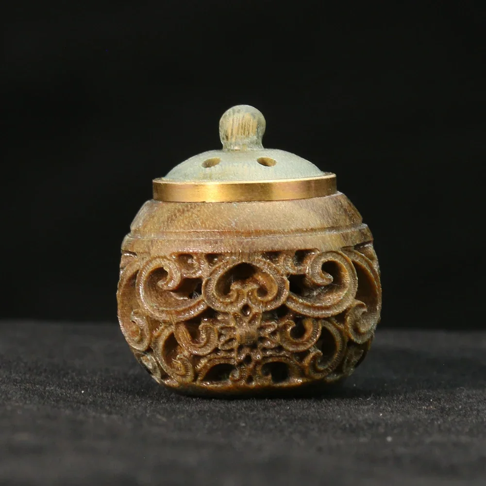Laser Carving Hollow Wood Aromatherapy Pendant Vintage Flower Sachet Ball Jewelry Oil Storage Healing Crafts Decor